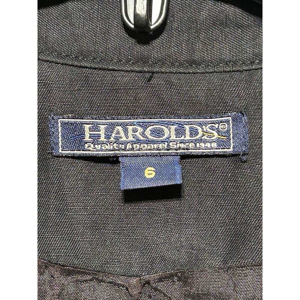 Vintage Harolds Linen Shirt Jacket Womens 6 Black Safari Utility Field USA Made - Picture 6 of 10